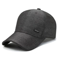 Dark grey baseball cap with textured twill fabric and side rectangular metal fashion tag - Adjustable / Gray