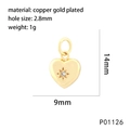 Macro view of 18K gold plated heart pendant with starburst cubic zirconia detail - Star Heart (P01126)