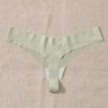 Seamless light green sports thong in high-stretch nylon for women fitness wear - S / Light Army Green