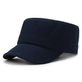 Classic navy blue cotton cadet cap for men with reinforced stitching and flat top - Adjustable / Navy Blue
