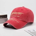 Casquette de baseball en coton lavé rouge rétro avec broderie 3D pour hommes et femmes - Réglable / Rouge pastèque