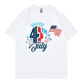 T-shirt blanc en coton pour femme avec imprimé graphique Happy 4th of July - Blanc (Happy 4th of July)