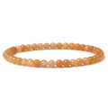 Minimalist 4mm orange natural stone bead stretch bracelet with a polished smooth finish - Yellow Aventurine