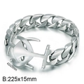 Bracelet punk en acier inoxydable avec fermoir ancre 42x25mm et maille gourmette - Style Ancre Argent (KB61646-BD) / 225x15mm