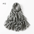 Close-up of silver-gray scarf with metallic shimmer threads and frayed fringe edges - 12# Light Green with Silver / 200-80cm