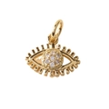 Gold-plated evil eye pendant with micro-paved white zircons for jewelry making - Pave Eye 09