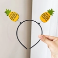 Cute pineapple headband for kids with yellow fruit felt charms on black plastic base - Pineapple Spring Hairband