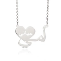 Collana cuore in acciaio inox argento con calligrafia araba regalo per la mamma - Design Arabo / Argento