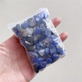 Polished blue and grey natural crystal stones in a transparent bag for aromatherapy - Blue Agate / 5-7mm 100g