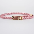 Pink woven PU leather belt for women with golden metal buckle and sleek spiral wrap - 110*0.8 / Pink
