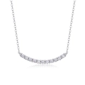 Elegant S925 sterling silver necklace with curved white moissanite stones on a fine chain - Curved Row Diamonds Style (N13269) + GRA Certificate