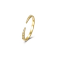 Anello aperto minimalista in argento S925 dorato con brillanti cristalli bianchi - Aperto Regolabile / Oro