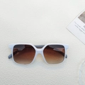 Fashionable square white frame sunglasses with brown gradient lenses for a stylish look - Porcelain White