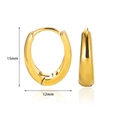 Detailed view of gold oval earrings with 15mm height and 12mm width dimensions - Gold Minimalist Oval (E4972)