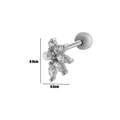 Silver stud earring with clear cubic zirconia and small pearls in a flower cluster - 2# Silver