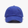 Distressed blue cotton baseball cap with ripped details and vintage street style - Adjustable / Sapphire Blue