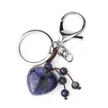 Natural sodalite heart stone keychain with blue beads and silver-tone metal clasp - Sodalite (Matching Beads)