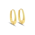 Polished gold S925 sterling silver U-shaped hoop earrings for a minimalist look - Gold