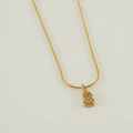 Gold plated snake chain necklace featuring a zircon-encrusted letter S pendant - Gold Letter S (With Chain)