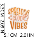 Detail of embroidered patch with Spread Good Vibes text and orange star patterns - No.12-Spread Good Vibes (C18ZM-072-12)