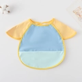 Short-sleeved waterproof baby bib with large pocket in blue and yellow color block - Shawl - Sky Blue Color Block / One Size
