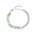 Bracelet chaîne en acier inoxydable argenté avec pierres naturelles concassées vert clair - Vert Flocon Argent
