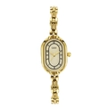 Elegant gold vintage women's quartz watch with oval dial and cylindrical bracelet - Ip Gold Case Gold Face Gold Band