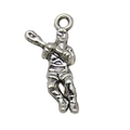 Antique silver athlete pendant charm for DIY sports jewelry making and crafts - Hockey Player B
