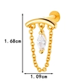Golden bow-shaped chain labret stud with marquise cubic zirconia and titanium bar - Marquise Zirconia Tassel Style (0190-9#) / Gold