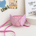 Bolso bandolera rosa para niñas con lentejuelas y grandes alas láser decorativas delante - Rosa Rojo