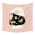 Tenture murale rose avec illustration minimaliste Bad Hair Day et motifs de fleurs - GT20007-Fille Portant un Bonnet