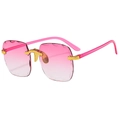 Pink rimless square sunglasses with gradient lenses and elegant wavy scalloped edges - Double Pink Gradient (Old Model)