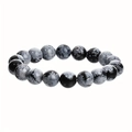10mm natural snowflake obsidian beaded stretch bracelet with smooth polished finish - 10MM Snowflake