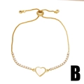 Bracelet coeur doré minimaliste avec pierres de zircone et fermoir réglable coulissant - Style Cœur Blanc (B)