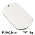 Silver military dog tag pendant 49x28mm in matte stainless steel with 18g weight - Polished 49*28mm / Steel