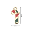 Christmas candy cane pendant in red and green enamel with gold alloy base, 2.1x1.0cm - 2355 Colorful Cane