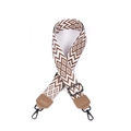 Detail of adjustable 38mm ethnic geometric diamond strap with brown leather and gunmetal hooks - Wave Style 1 Khaki Top Grain Leather