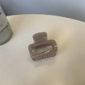 Detail of square Morandi grey hair claw clip with premium high-gloss finish - Light Nude Pink