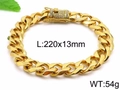 Bracciale da uomo a catena cubana da 13mm placcato in oro con chiusura in micro diamanti - Bracciale (KB95832-K) / 220x13mm / Oro