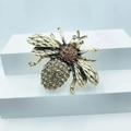 Vintage gold bee brooch with champagne crystals and pearls for women's accessory - Style 32