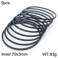 9pcs set of matte black twisted titanium steel cable bracelets with 70mm inner diameter - 9-Row Black