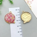 Pink enamel globe charm pendant with golden alloy base for DIY jewelry making - 1Pc Cowboy Disco Ball (Pink)