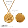 Gold stainless steel Cancer zodiac medallion necklace with detailed size specifications - Gold-Cancer
