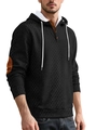 Sweat-shirt à capuche noir pour hommes avec texture tricotée et empiècements aux coudes - Noir