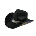 Dettaglio della trama del cappello da cowboy nero con stemma USA e fascia bandiera - 58cm / Nero con Distintivo USA Ali d'Aquila