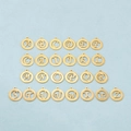 Set of 26 gold hollow circular stainless steel alphabet pendants with A-Z letter engraving - Rounded Edge Openwork Design - Gold / Letter A