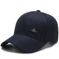 Berretto da baseball blu scuro da uomo con trama in tessuto e logo RZG in metallo - Blu Navy con Icona Cappello