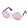 Cat-ear pet sunglasses with rose gold metal frame and blue-pink gradient lenses - Cat Ear Style Gradient Blue