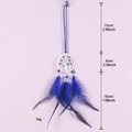 Blue Tree of Life Dream Catcher car pendant with feathers and Evil Eye beads - Evil Eye Blue Long Style (B9542C)