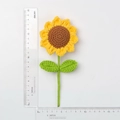 Handmade crochet sunflower with yellow petals and green leaves, 17cm height measurement - Sunflower Single Stem With Two Leaves (6 Rings Stem Length 15cm)